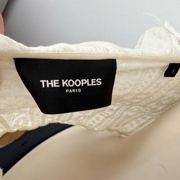 THE KOOPLES Feminine Embroidered Whiteโ Ruffled Crop Sheer Blouse Frilled Top S - Picture 11 of 14